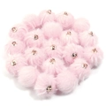 Pompones de piel sintética rosa de 16mm con bucles dorados para joyas DIY y accesorios - 16mm / Rosa Claro