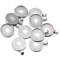 Macro view of vintage zinc alloy round pendant trays with radial texture for DIY jewelry - Inner Diameter 25mm / Antique Silver