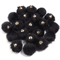 Pack de pompones 16mm de pelo sintético negro con aros dorados para joyería artesanal - 16mm / Negro