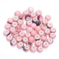 Pink kiln-fired glaze ceramic beads with large holes for DIY jewelry making - Pink Kiln Change Glaze