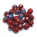Handmade striped ceramic pumpkin beads with red and blue glazed finish for DIY jewelry making - Vintage Pumpkin Striped Style (14#) / Diameter 11.5mm (Hole 2.3mm) / Red and Blue Kiln-Glazed (14#)