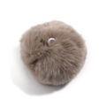 Spherical khaki mink fur pompom ball pendant with elastic loop for DIY accessories - 8cm / Brown