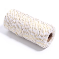 Corda in cotone intrecciato bianco e oro 2mm su rocchetto per confezioni regalo - Platino