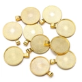 Set of 10 round gold alloy pendant trays with textured inner base for DIY jewelry making - Inner Diameter 25mm / Gold
