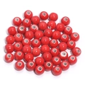 Polished red glazed ceramic round beads for DIY jewelry and bracelet making - Red Glazed
