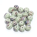 Handmade light green ceramic pumpkin beads with striped glaze for DIY jewelry making - Vintage Pumpkin Striped Style (15#) / Diameter 11.5mm (Hole 2.3mm) / Light Green Striped (15#)