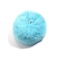 Soft sky blue mink fur pom-pom charm with elastic loop for DIY bag decoration - 8cm / Blue