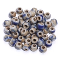 Ceramic cylindrical beads with blue and brown reactive glaze for DIY jewelry making - Quicksand Kiln Glaze