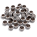 Macrofoto van 20mm bruin gestreepte hars kralen met gaten voor DIY-sieraden maken - 6mm / koffiekleur