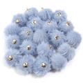 Pompon de piel sintética azul claro de 16mm con lazo de metal dorado para joyas DIY - 16mm / Azul