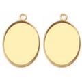 Par de bases para colgantes de gota en acero dorado para creación de joyas DIY - Ovalado / 18*25mm / Dorado