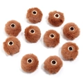 Brown faux rabbit fur pompom charms with gold eyelets for DIY jewelry making 10pcs set - 20mm Hole 4mm (ai-10 Pieces/Pack) / Brown