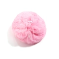 Soft pink mink fur pompom ball with elastic loop for DIY jewelry and bag charms - 8cm / Pink