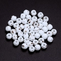 Round white ceramic beads with brown spots for DIY handmade jewelry and bracelets - White With Brown Spots