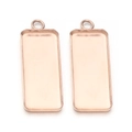 Twee roségouden rechthoekige roestvrijstalen hangerbakjes voor DIY-sieraden maken - Vierkant / 10*25mm / Roségoud