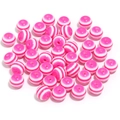 Close-up of 20mm pink and white striped resin barrel beads for DIY jewelry making - Rose Red