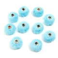 Set of 10 light blue faux rabbit fur beads with gold metal large-hole grommets - 20mm Hole 4mm (ai-10 Pieces/Pack) / Blue