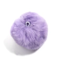 Plush purple mink fur pom-pom ball with elastic loop for DIY accessories and bag decor - 8cm / Purple