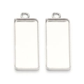Zilveren rechthoekige roestvrijstalen hangerbasis voor DIY-sieraden maken - Vierkant / 10*25mm / Staalkleur