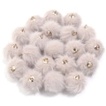 Pompones de piel sintética beige rosado de 16mm con aros dorados para bisutería DIY - 16mm / Caqui