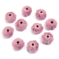Set of 10 dusty rose faux rabbit fur beads with gold metal eyelets for DIY jewelry making - 20mm Hole 4mm (ai-10 Pieces/Pack) / Dusty Pink