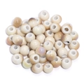 Flat round off-white ceramic beads with iridescent glaze for DIY jewelry making - Ivory White Glazed