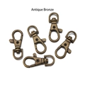 Lot de cinq mousquetons pivotants en bronze antique pour sacs et porte-clés DIY - 23mm / Bronze Antique