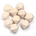 Faceted natural unfinished wooden beads with pre-drilled holes for DIY jewelry making - 10mm / Lotus Wood