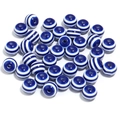 Detail view of 20mm blue and white striped resin beads for DIY jewelry making - Sapphire Blue