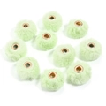 Set of 10 light green faux rabbit fur beads with gold metal holes for DIY jewelry - 20mm Hole 4mm (ai-10 Pieces/Pack) / Green