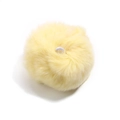 Plush yellow mink fur pompom ball with elastic loop for DIY bag and keychain decoration - 8cm / Yellow