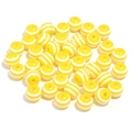 Macro detail of 20mm yellow and white striped resin beads for DIY jewelry making - Yellow