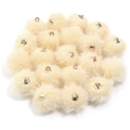 Set de pompones de piel sintética crema de 16mm con anillas para bisutería artesanal DIY - 16mm / Amarillo claro