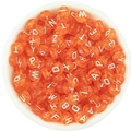 Perles alphabet rondes plates en acrylique orange translucide avec lettres blanches - 7x4x1.8mm (100 Pièces/Paquet) / Orange