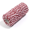 Spago di cotone bicolore rosso e bianco da 2mm su rotolo per confezioni regalo fai da te - Borgogna Bianco