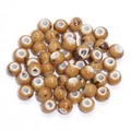 Polished ceramic beads in light brown with dark brown speckled pattern for DIY jewelry - Camel With Brown Spots