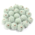 Set de pompones de piel sintética verde menta 16mm con anillos dorados para joyas DIY - 16mm / Verde matcha