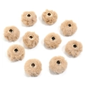 Camel faux rabbit fur plush beads with gold eyelets for DIY jewelry making 10 pieces - 20mm Hole 4mm (ai-10 Pieces/Pack) / Light Coffee