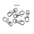 Cinq fermoirs mousquetons rotatifs en rhodium pour bijoux DIY et porte-clés - K Blanc/Argent