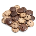 Natural round coconut shell buttons with two holes and engraved dotted edges for shirts - Natural Coconut Shell 2-Hole / 10mm