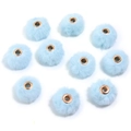 Light blue faux rabbit fur pompom beads with metal eyelets for DIY jewelry making - 20mm Hole 4mm (ai-10 Pieces/Pack) / Light Blue