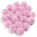 Pompones rosas 16mm de piel sintética con aros dorados para joyería DIY - 16mm / Rosa