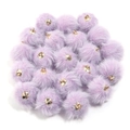 Set de pompones de piel sintética violeta claro de 16mm con ganchos dorados para manualidades - 16mm / Púrpura