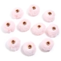 Soft pink faux rabbit fur beads with golden eyelets for DIY jewelry making and crafts - 20mm Hole 4mm (ai-10 Pieces/Pack) / Pink
