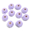 Light purple faux rabbit fur pom-pom beads with gold metal centers for DIY jewelry - 20mm Hole 4mm (ai-10 Pieces/Pack) / Purple