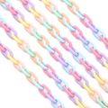 Macro view of pastel matte acrylic chain links for DIY jewelry and accessory making - 10x15mm Ring, 1 Meter Length / Colorful