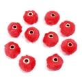Vibrant red faux rabbit fur plush beads with durable gold metal eyelets for DIY jewelry - 20mm Hole 4mm (ai-10 Pieces/Pack) / Red