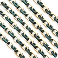 Close-up of gold metal links and dark green acrylic chain loops for DIY jewelry making - 10x15mm Ring, 1 Meter Length / Gold + Dark Green