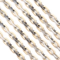 Close-up of golden metal links and marble gray acrylic resin rings on a chain - 10x15mm Ring, 1 Meter Length / Gold Tone + Grey