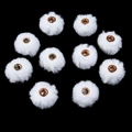 Set of 10 white faux rabbit fur beads with metallic eyelets for DIY jewelry making - 20mm Hole 4mm (ai-10 Pieces/Pack) / White